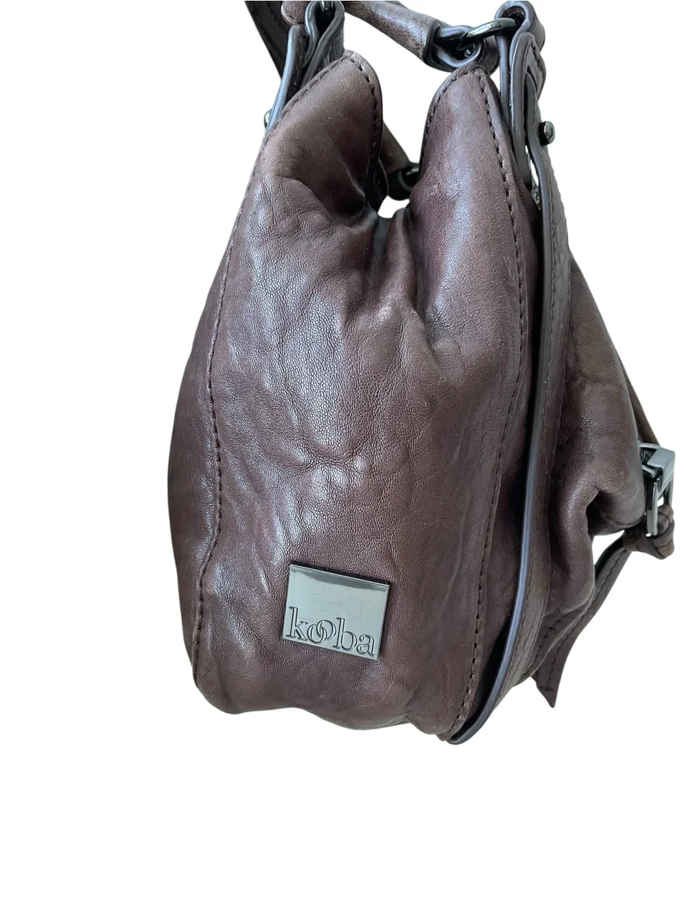 Kooba Mini Jonnie Brown Leather Satchel Handbag Vintage